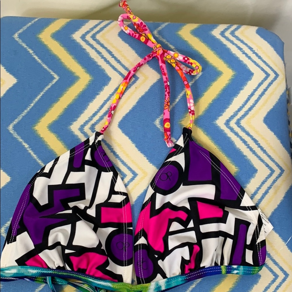 NWOT OP multi colored string bikini top Med(7-9)